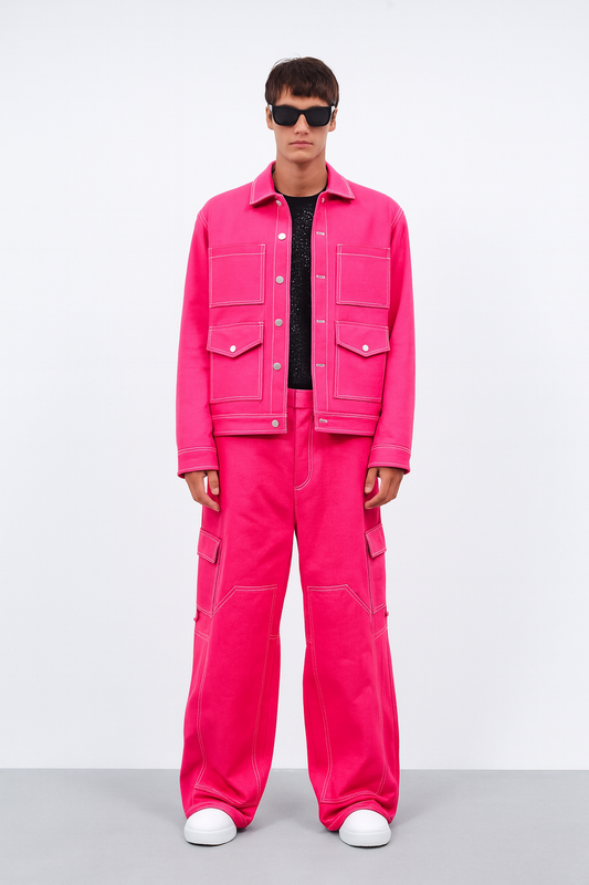 Hot Pink Utility Jacket & Wide-Leg Cargo Co-Ord Set