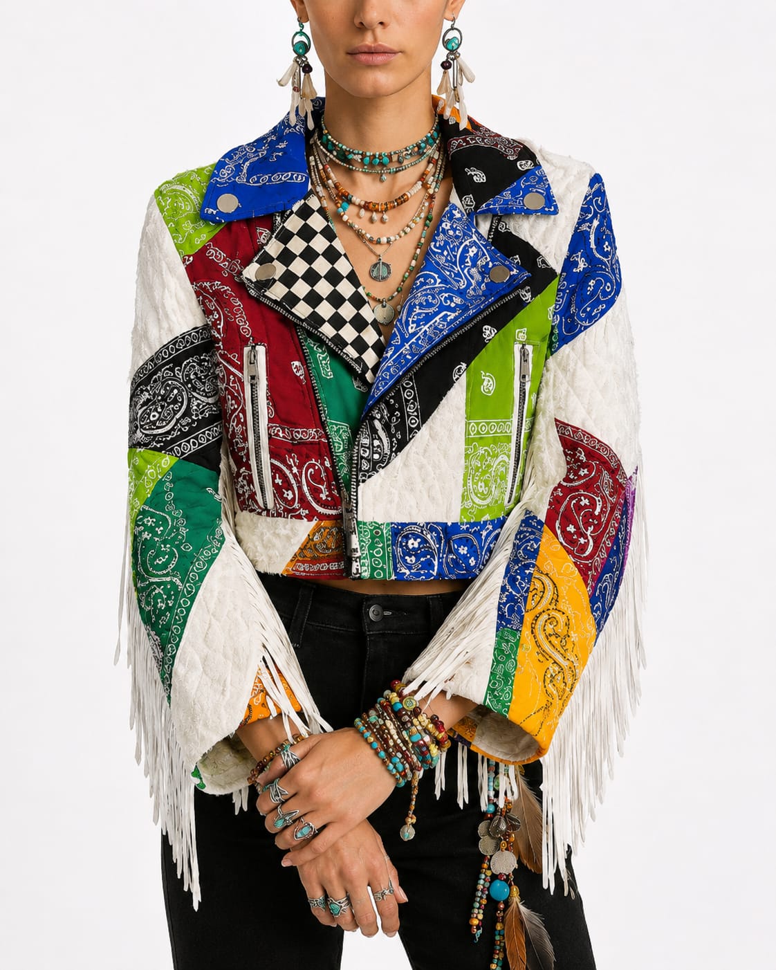 Mix bandana tassel biker