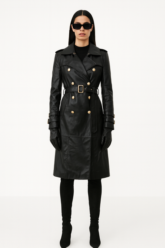 Black leather trenchcoat