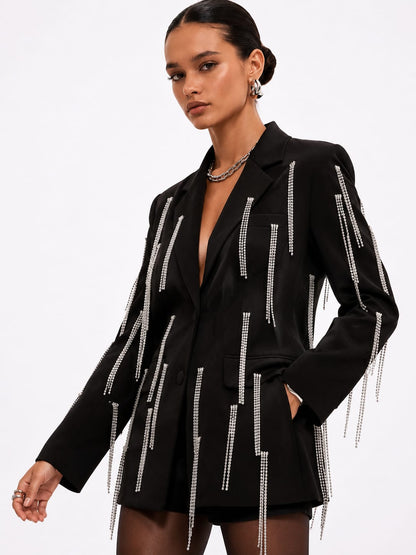 Crystal Fringe Tailored Blazer
