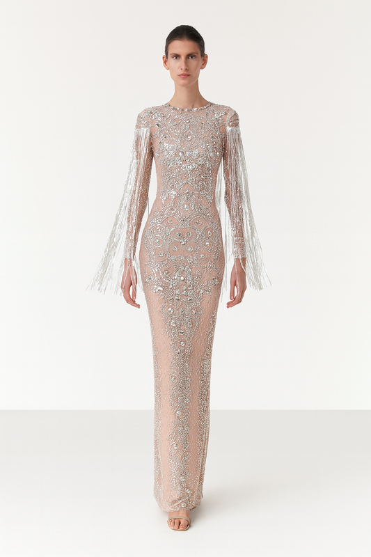 Celestial Silver Embellished Gown