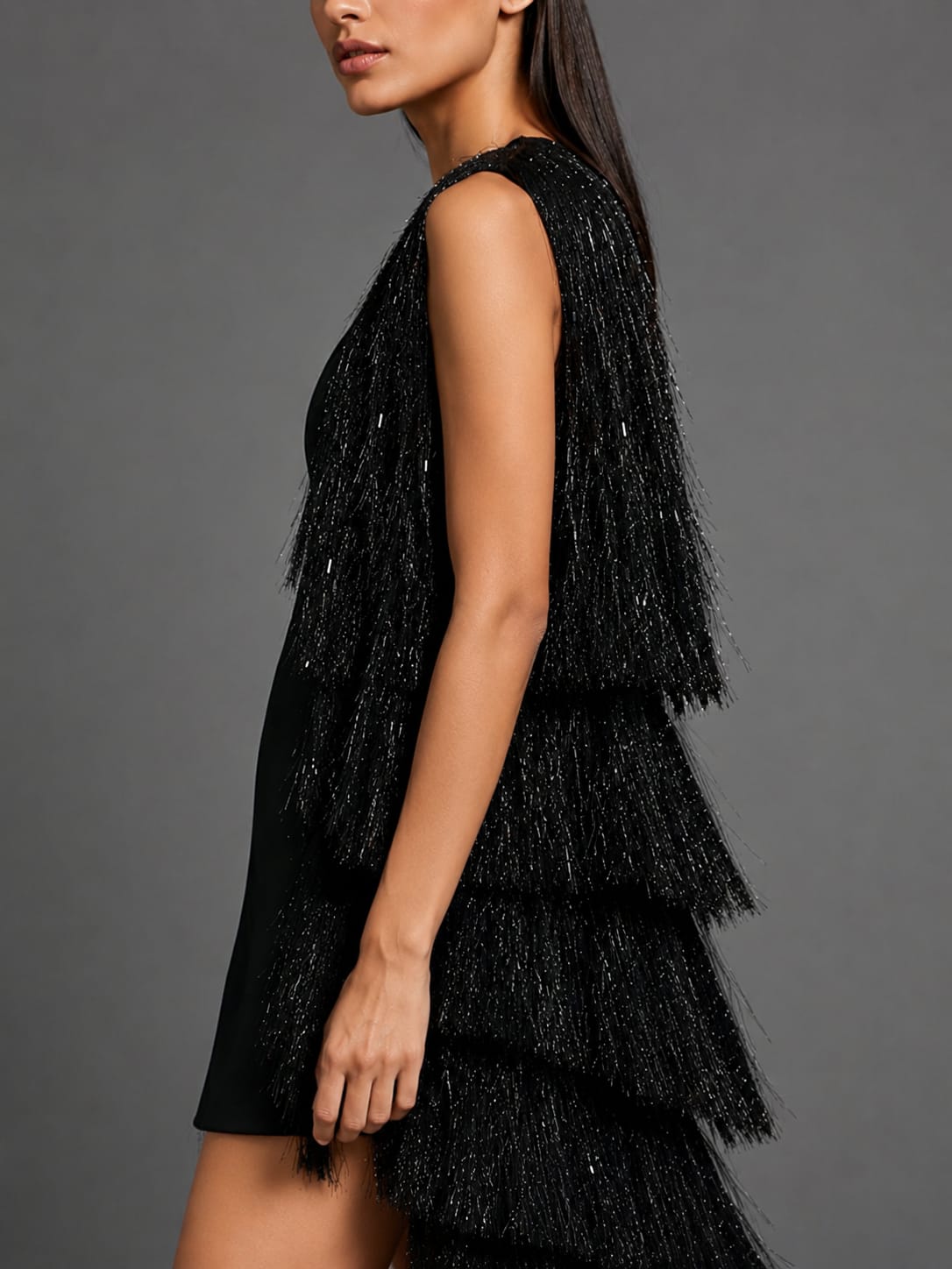 Midnight Fringe Maxi Cape Jacket