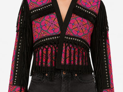 Pink black boho jacket