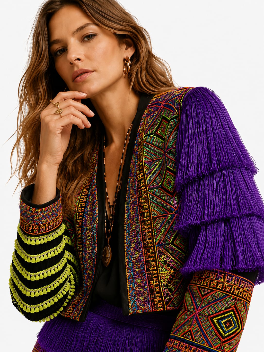 Purple aztec boho jacket