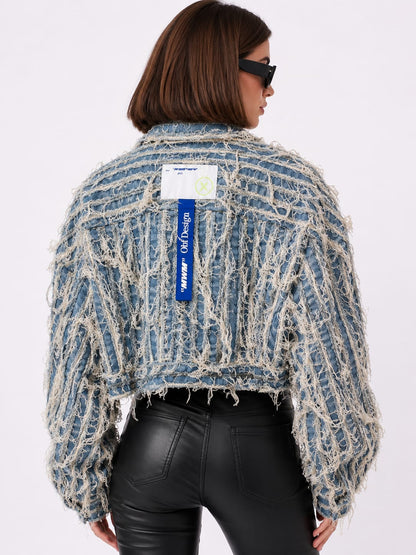 Ripped fringe oversize shirt