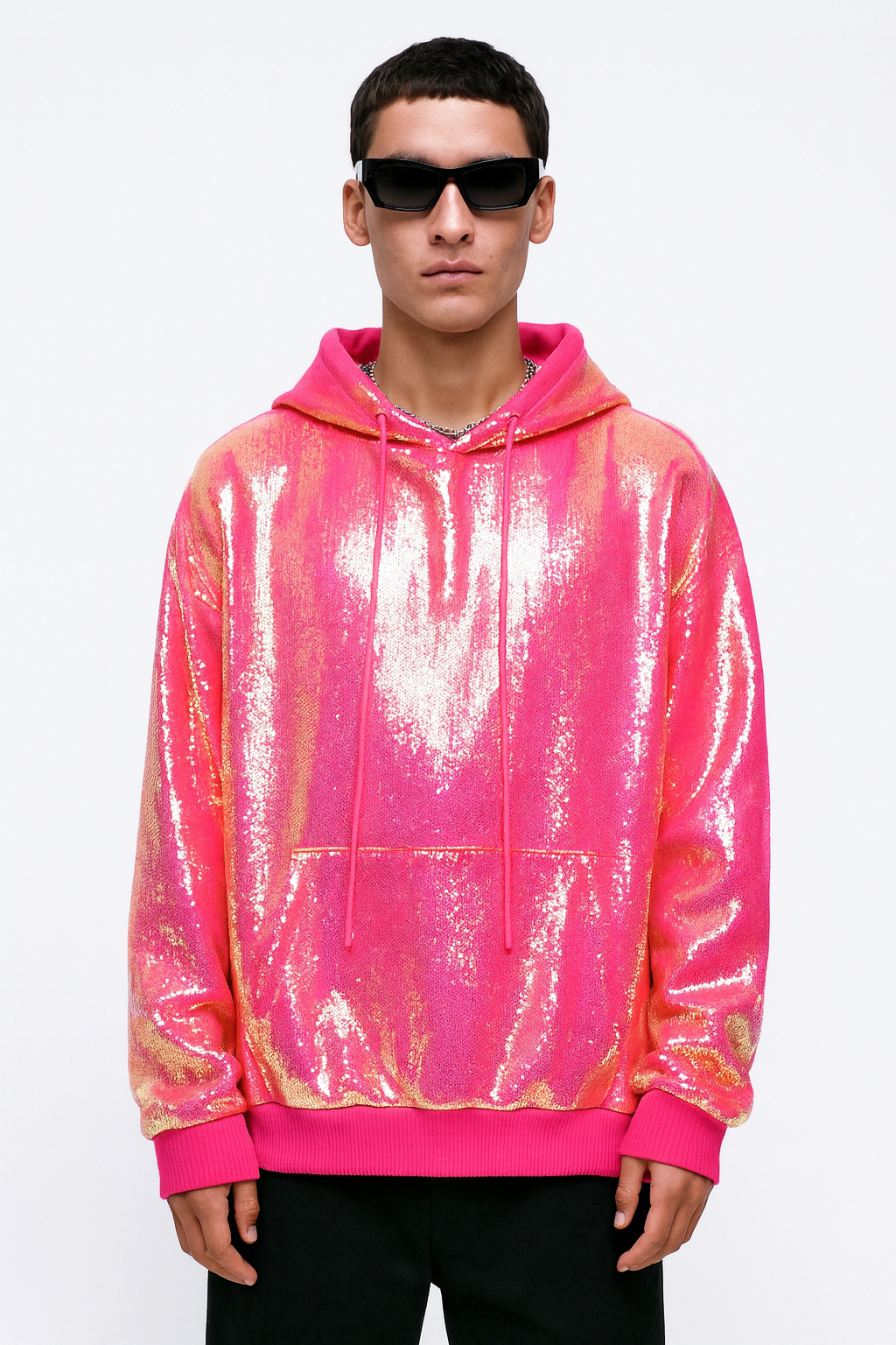 Hot Pink Sequin Statement Hoodie