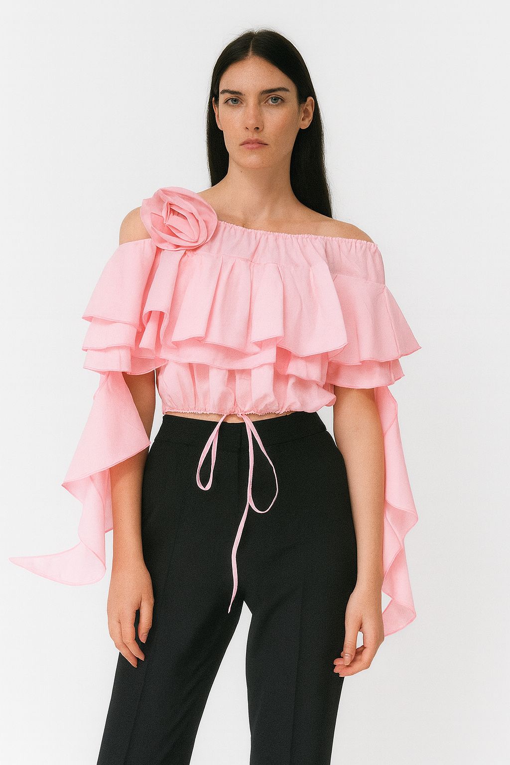 Blush Ruffle Off-Shoulder Top