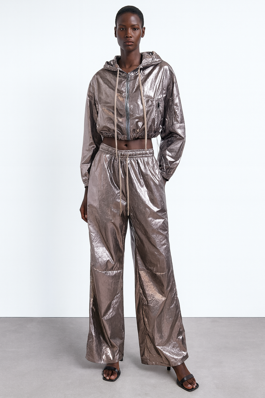 Gunmetal Metallic Co-ord Set