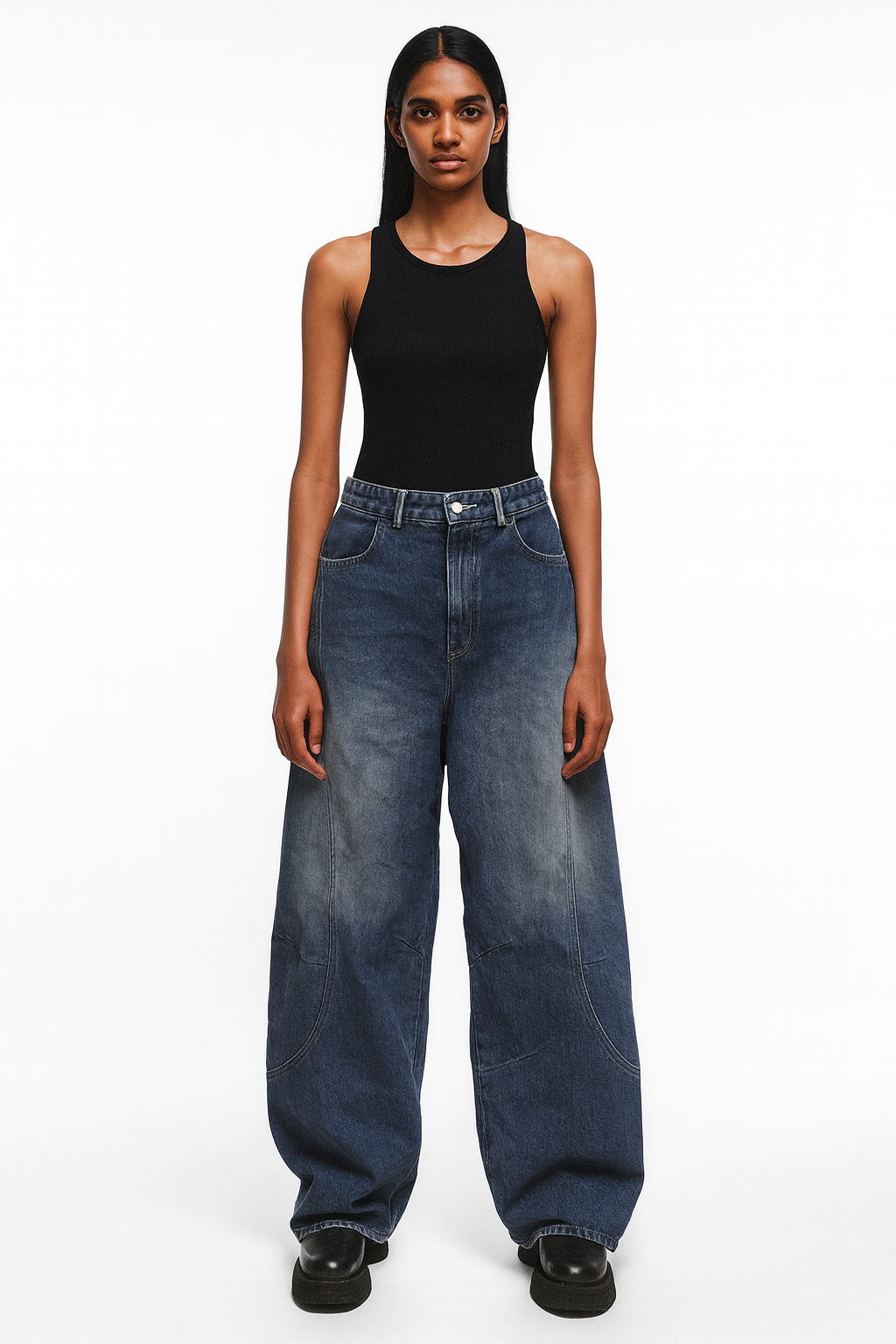 Vintage Blue Wide-Leg Denim Jeans