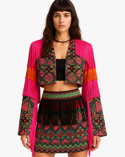 Pink orange boho jacket