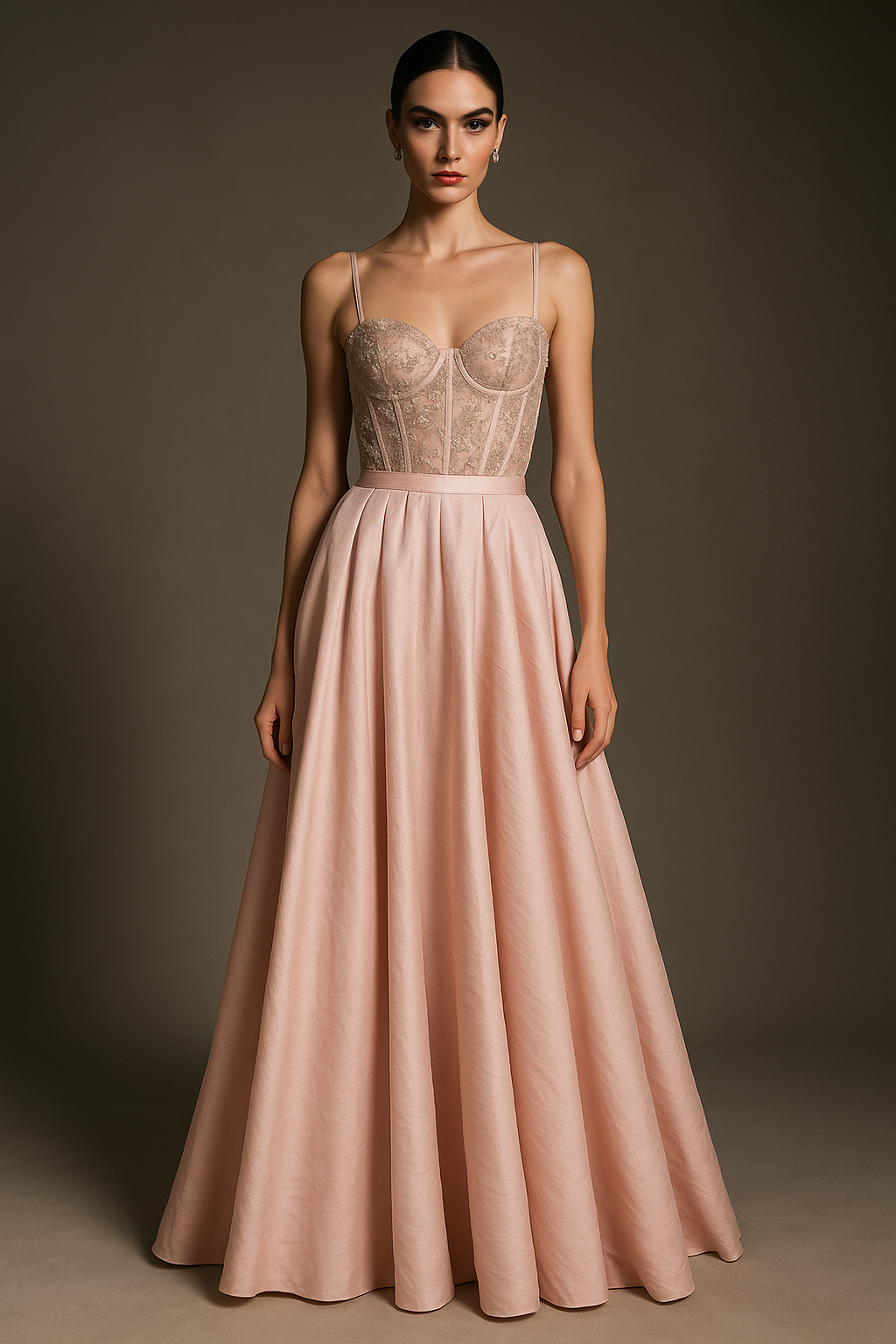 Blush Pink Embellished Corset skirt set