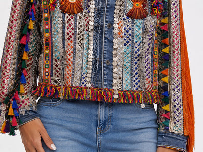 Embellished Boho Denim Jacket