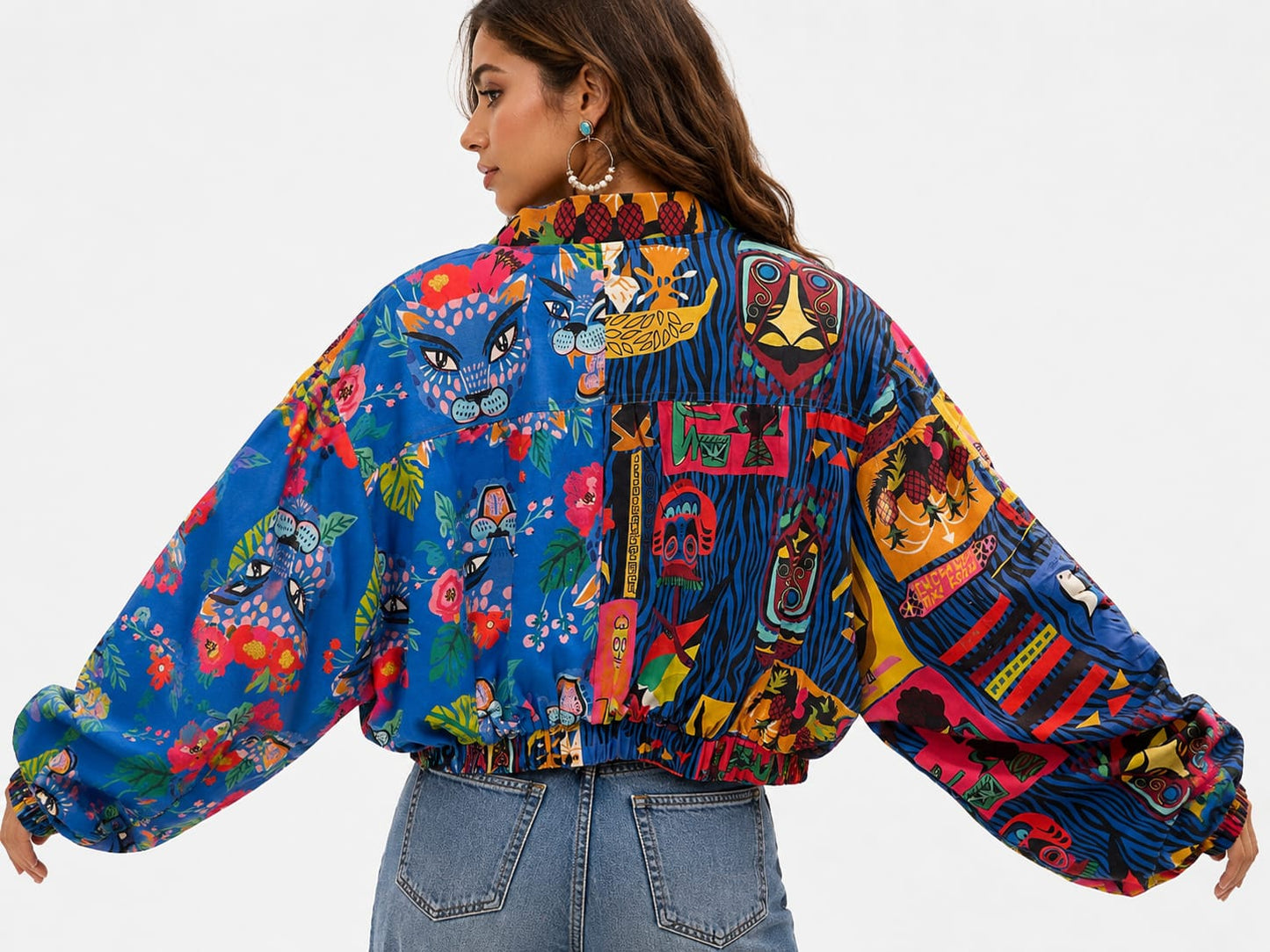 Vibrant Art Print Zip Jacket
