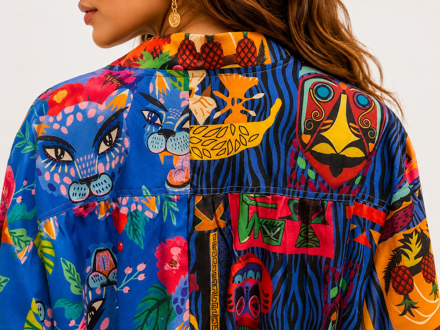 Vibrant Art Print Zip Jacket