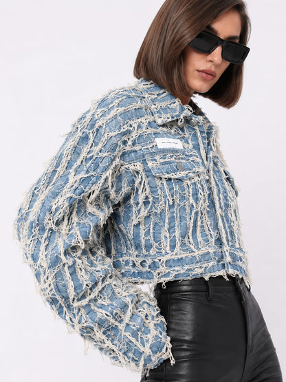 Ripped fringe oversize shirt
