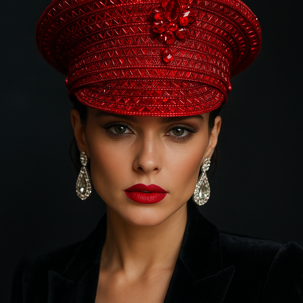 Crimson Crystal Military Cap