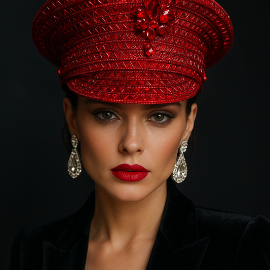 Crimson Crystal Military Cap