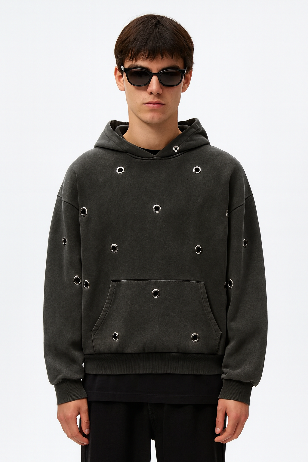 Eyelet-Detailed Oversized Hoodie
