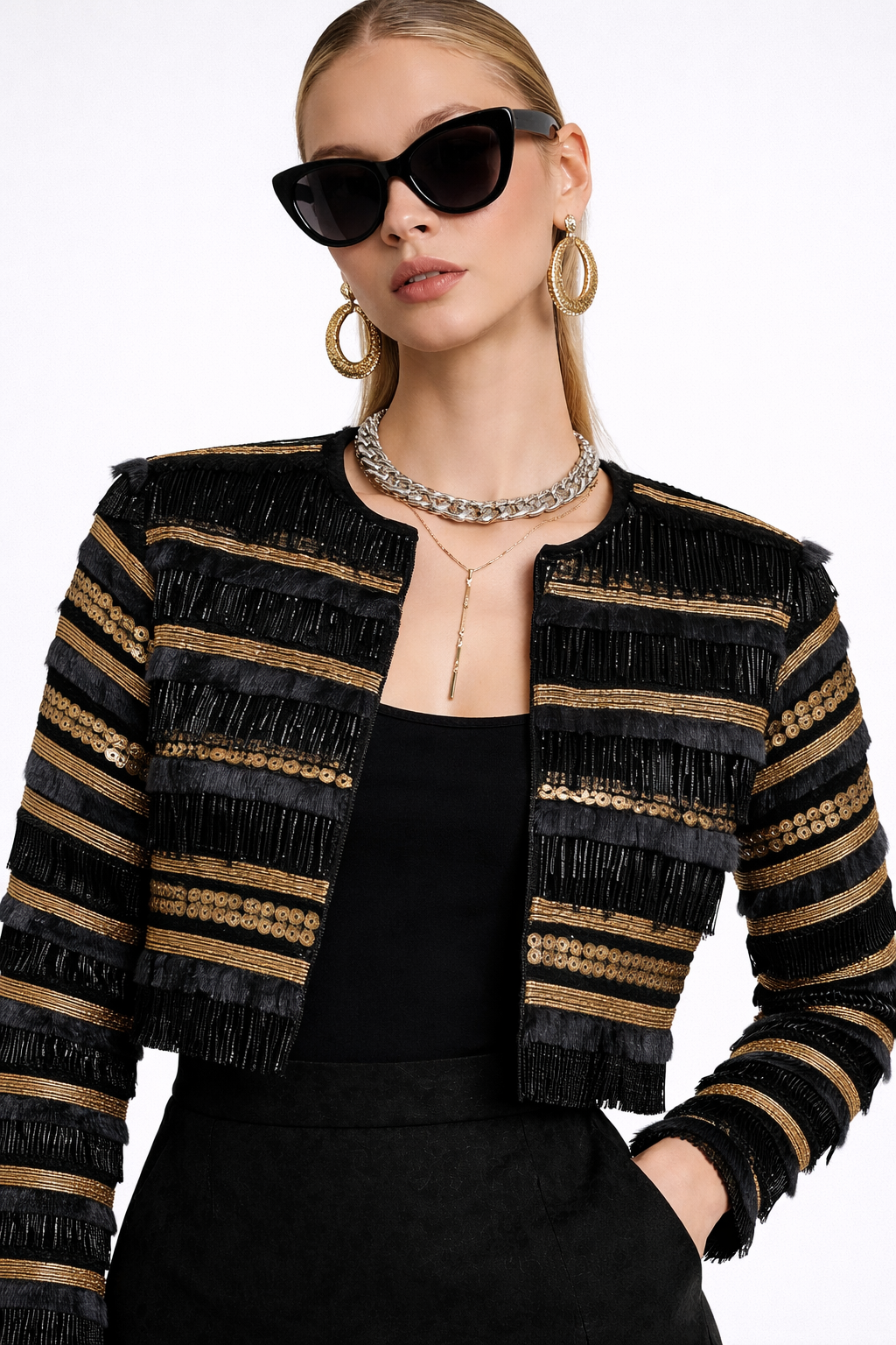 Black gold tassel jacket