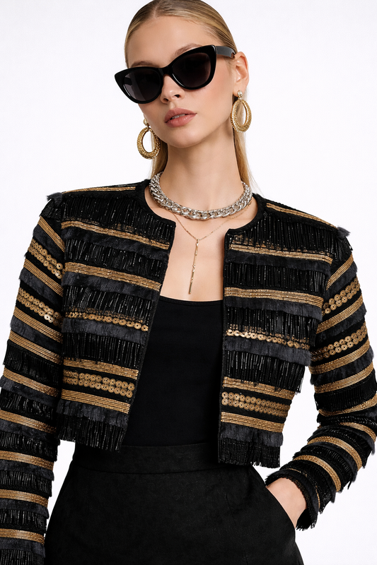 Black gold tassel jacket