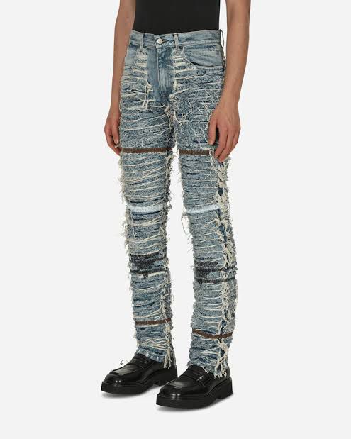 Blue Extreme Shredded Denim Pants