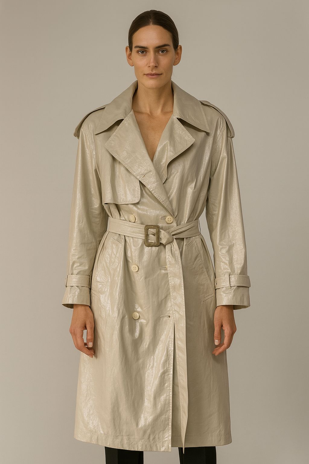 Biege sheen trenchcoat
