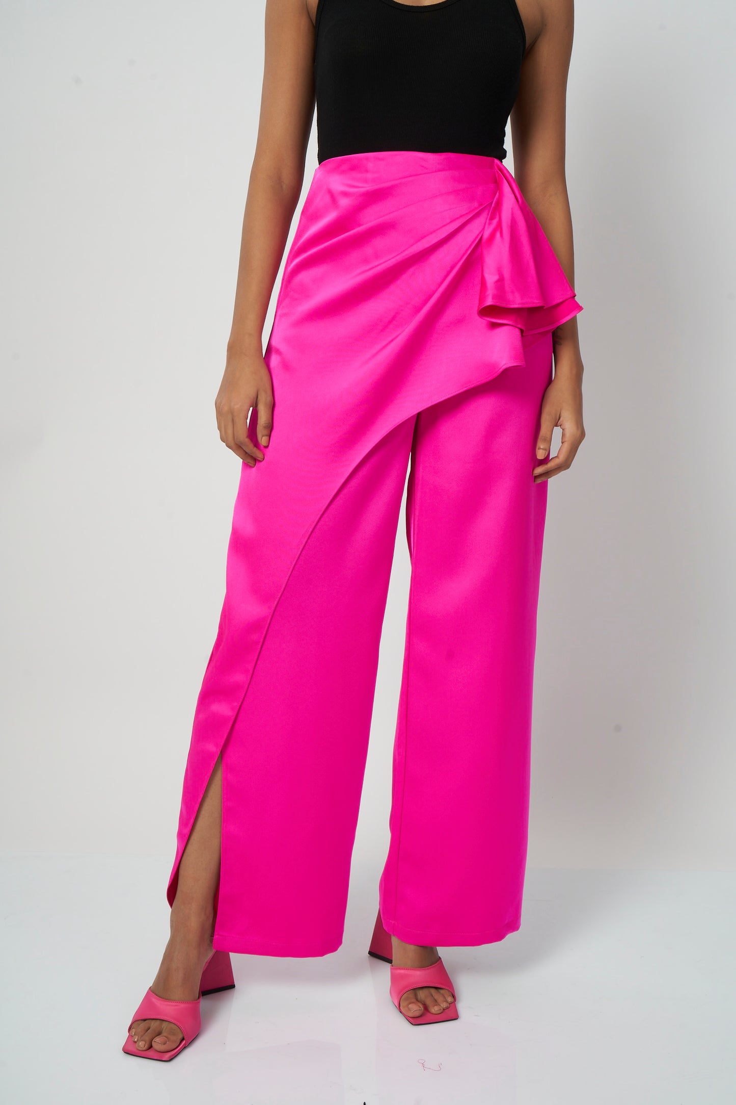 Hot Pink Satin Wrap Trousers