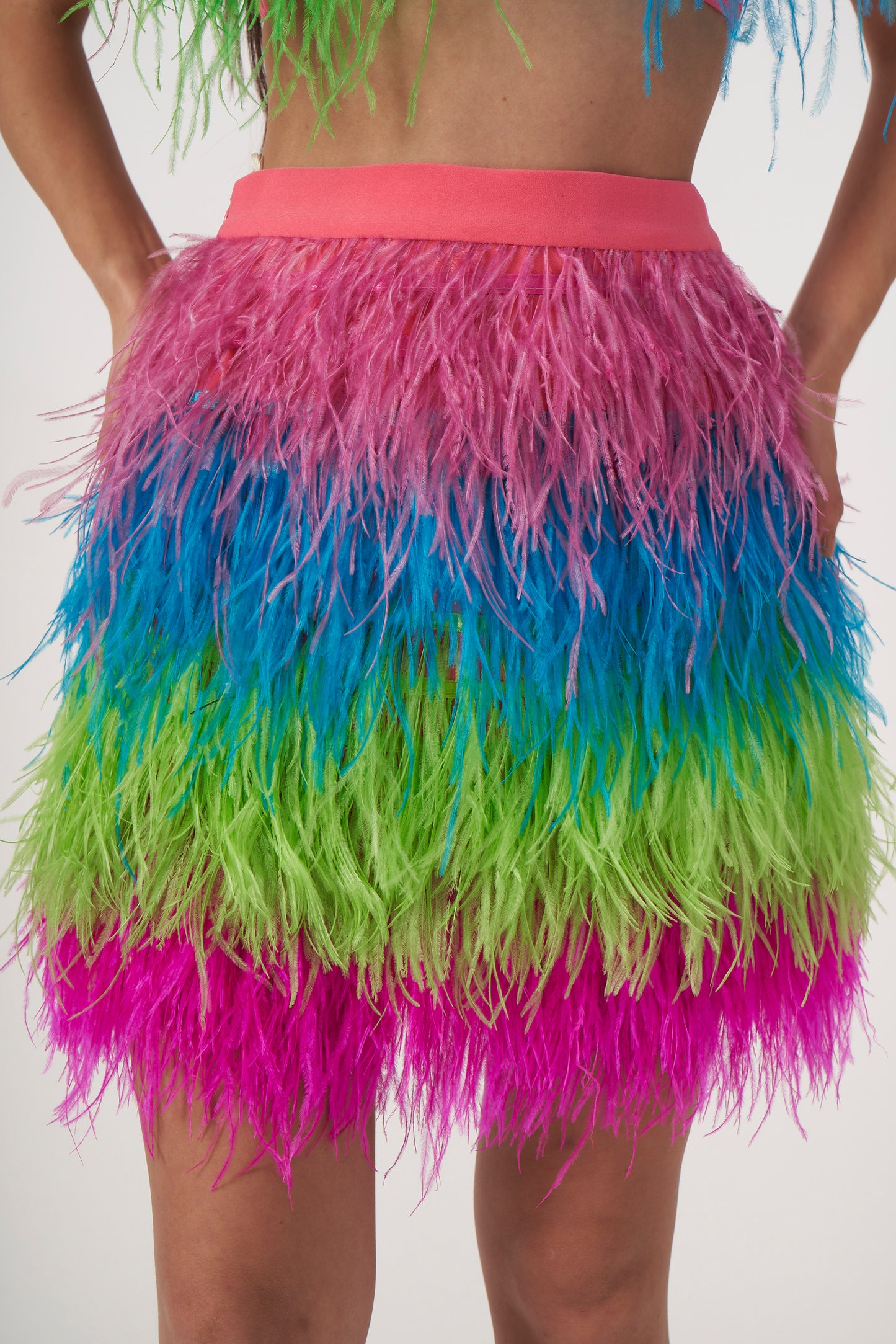 Rainbow Feather Mini Skirt