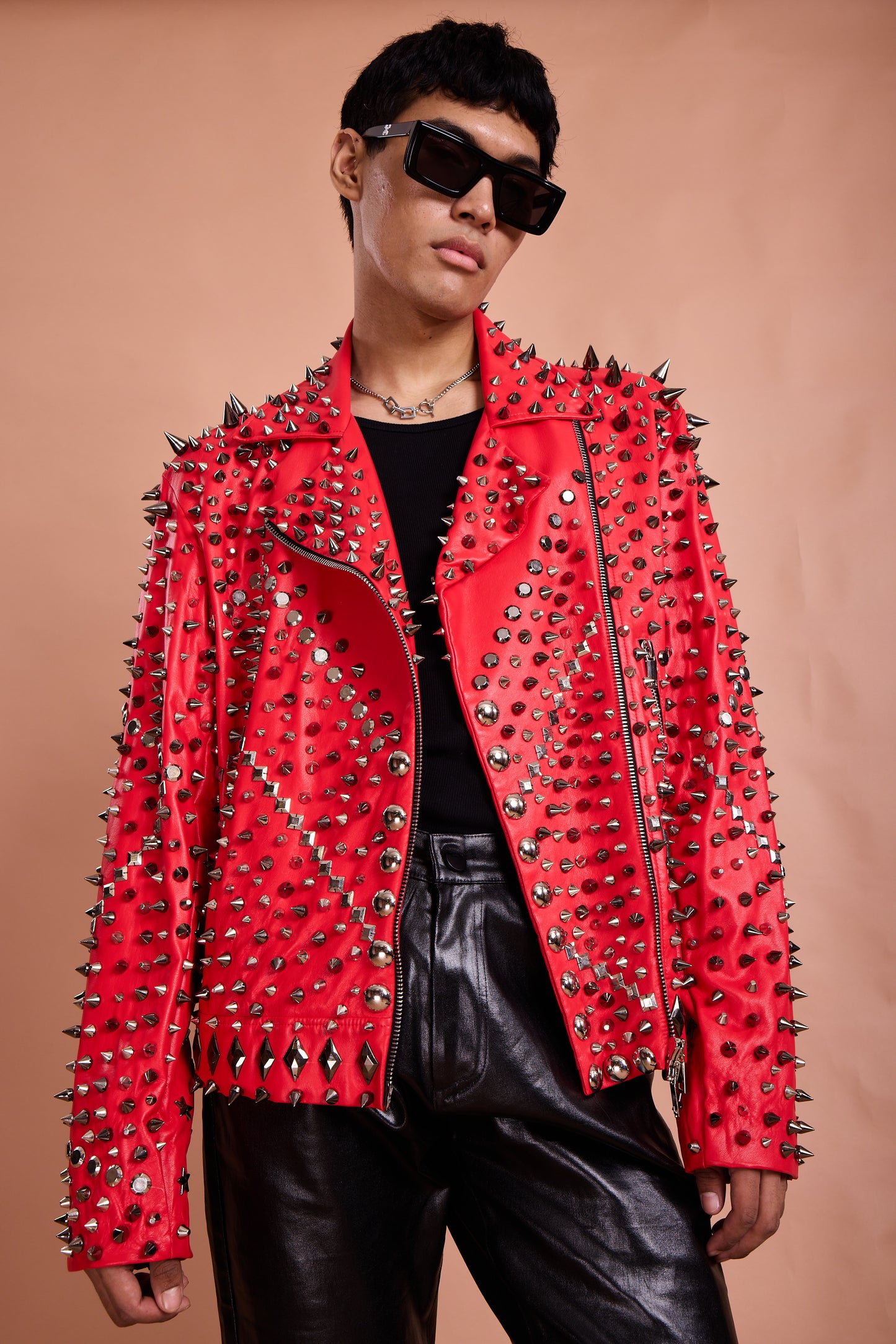 Inferno Red Ultra-Spike Moto Jacket