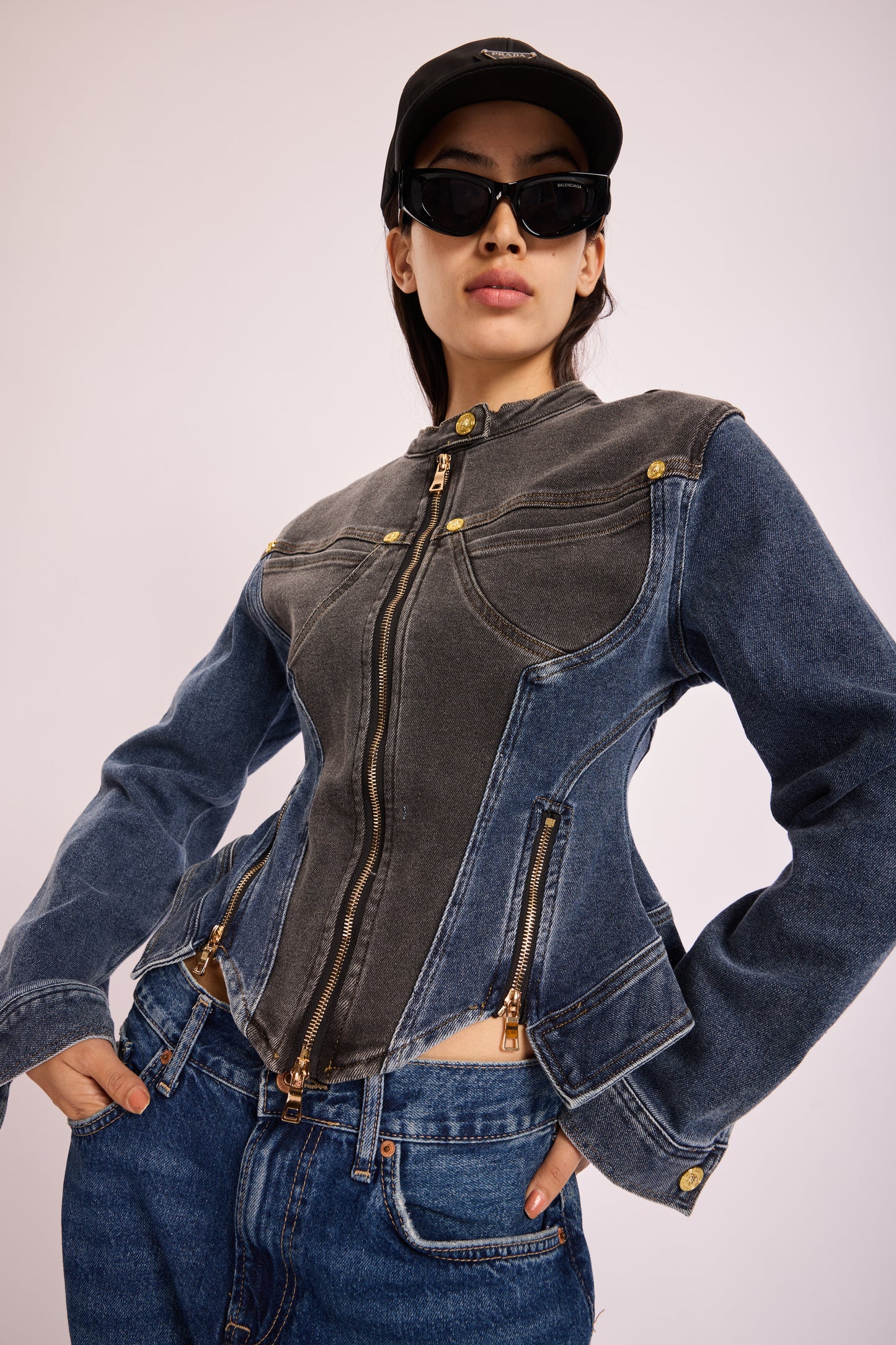 Blue black denim jacket