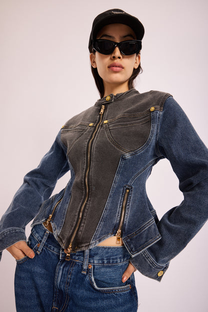 Blue black denim jacket