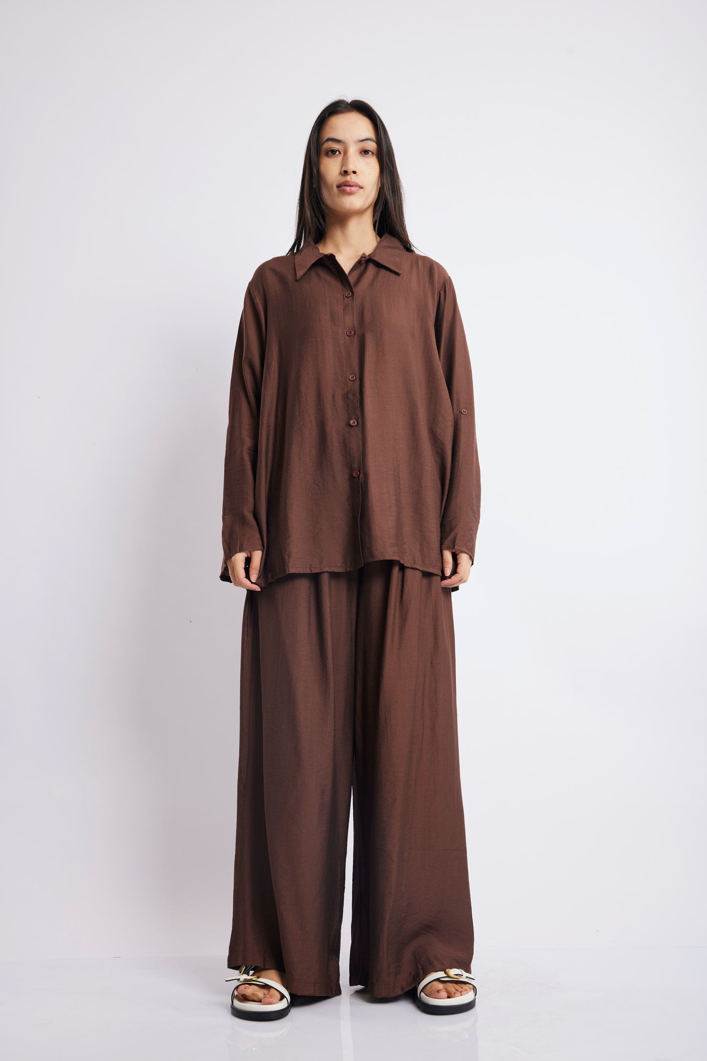 BROWN CASUAL SHIRT SET