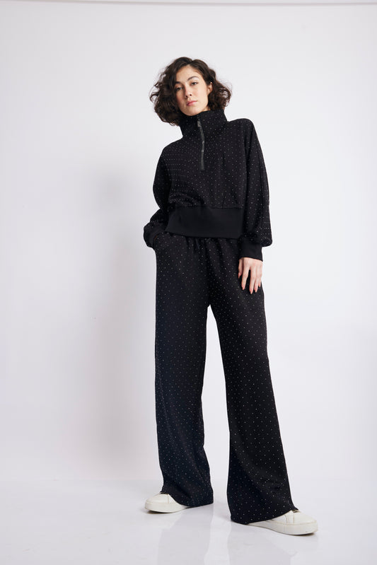 BLACK RHINESTONE TRACKSUIT