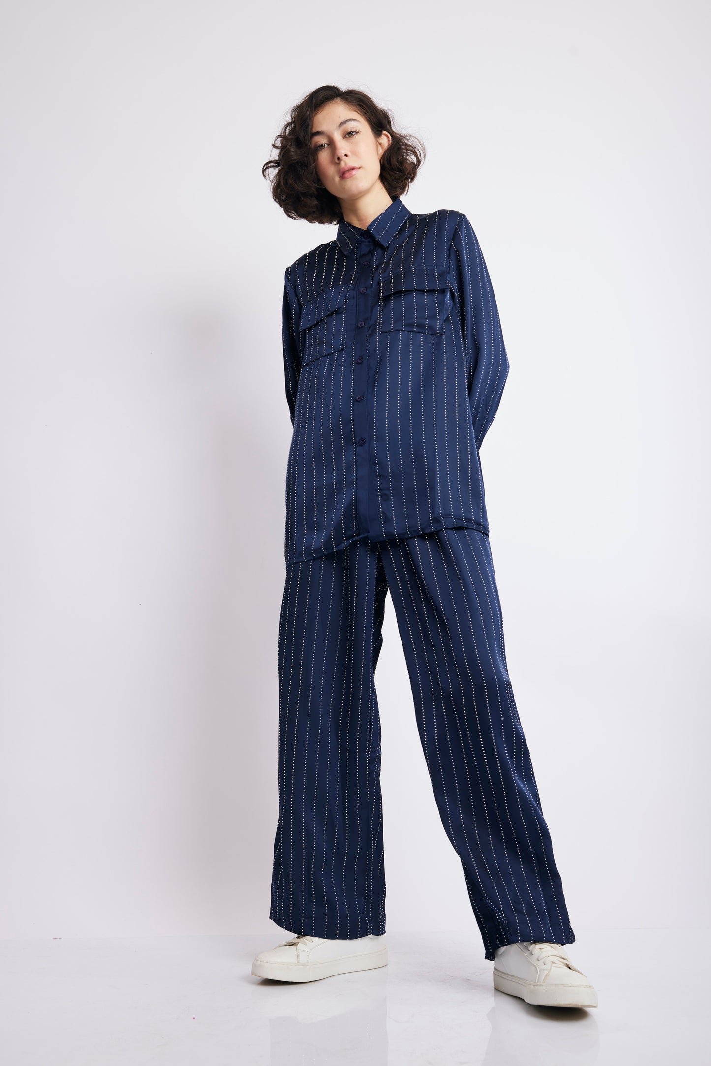 NAVY BLUE CASUAL SHIRT SET