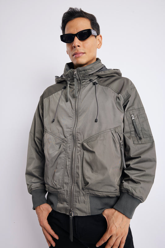 DARK GREY BOMBER JACKET