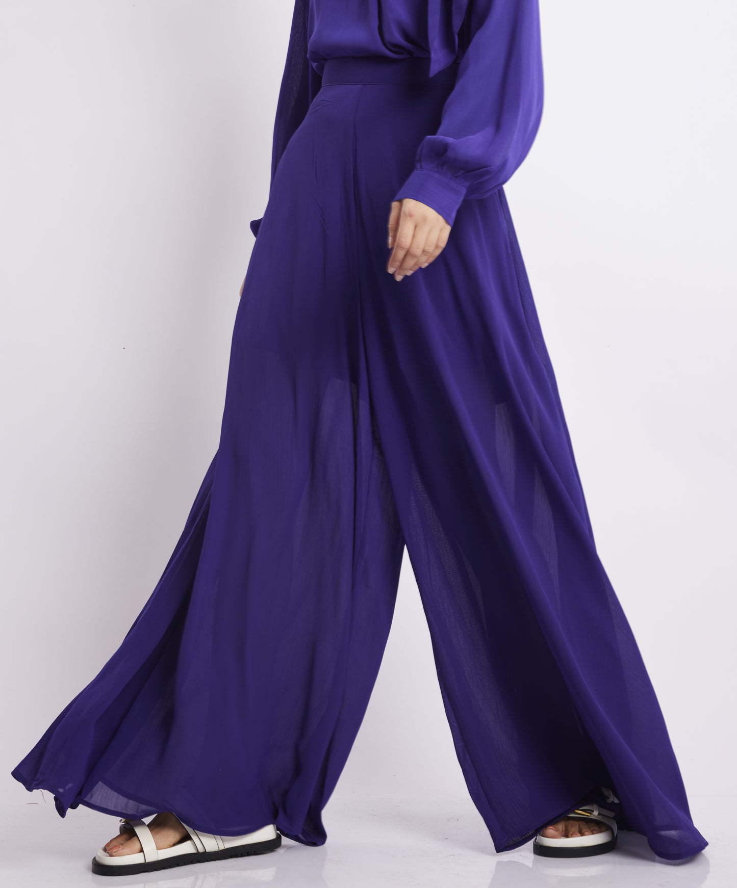 Royal Blue Flowy Sheer Palazzo Pants