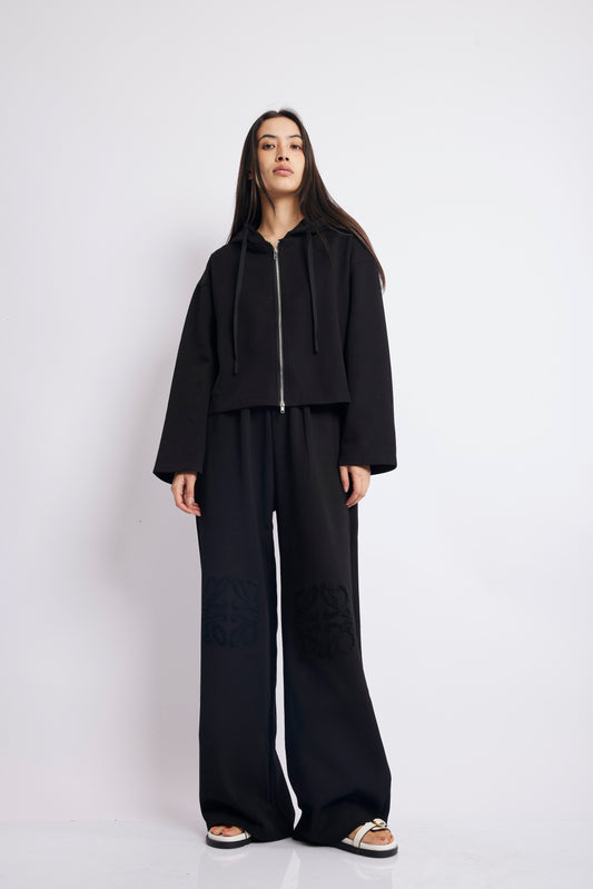 BLACK COMFY TRACK SET