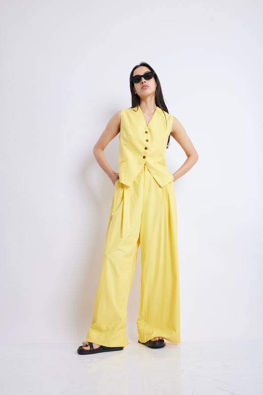 YELLOW WAISTCOAT PANT SET