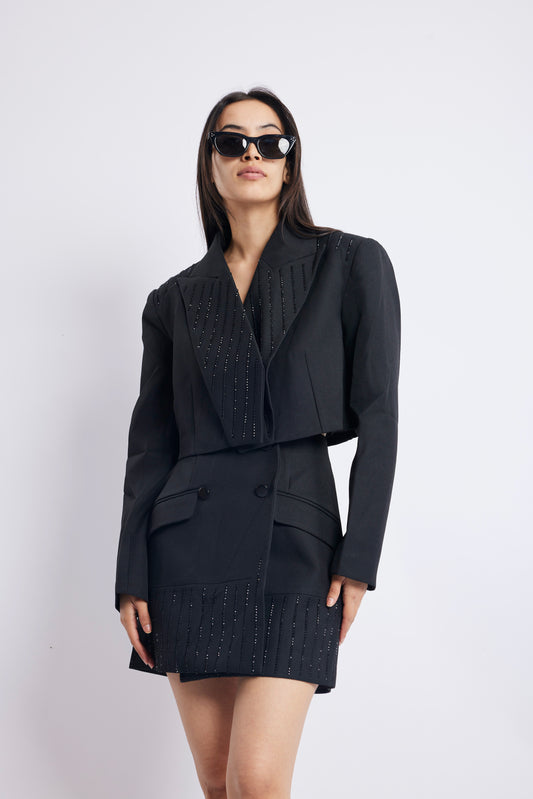 BLACK BLAZER SKIRT SET