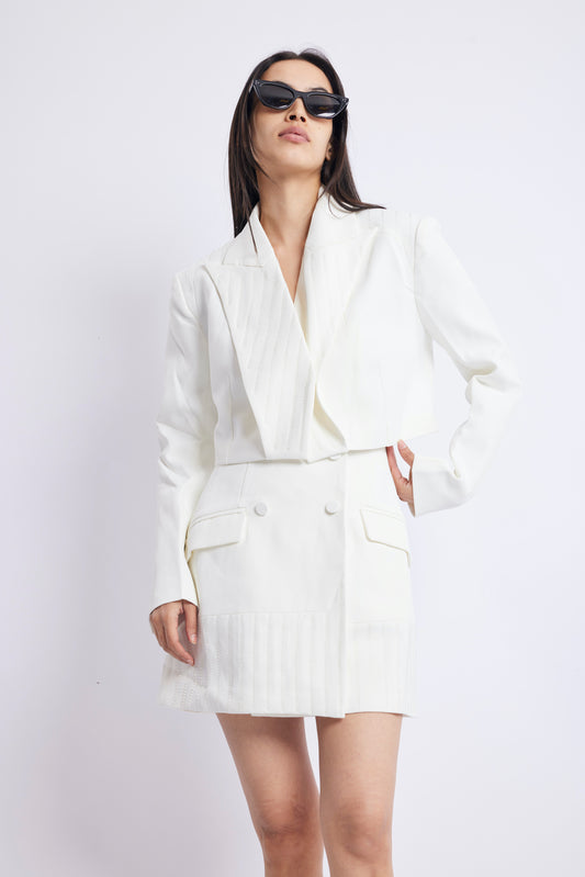 WHITE BLAZER SKIRT SET