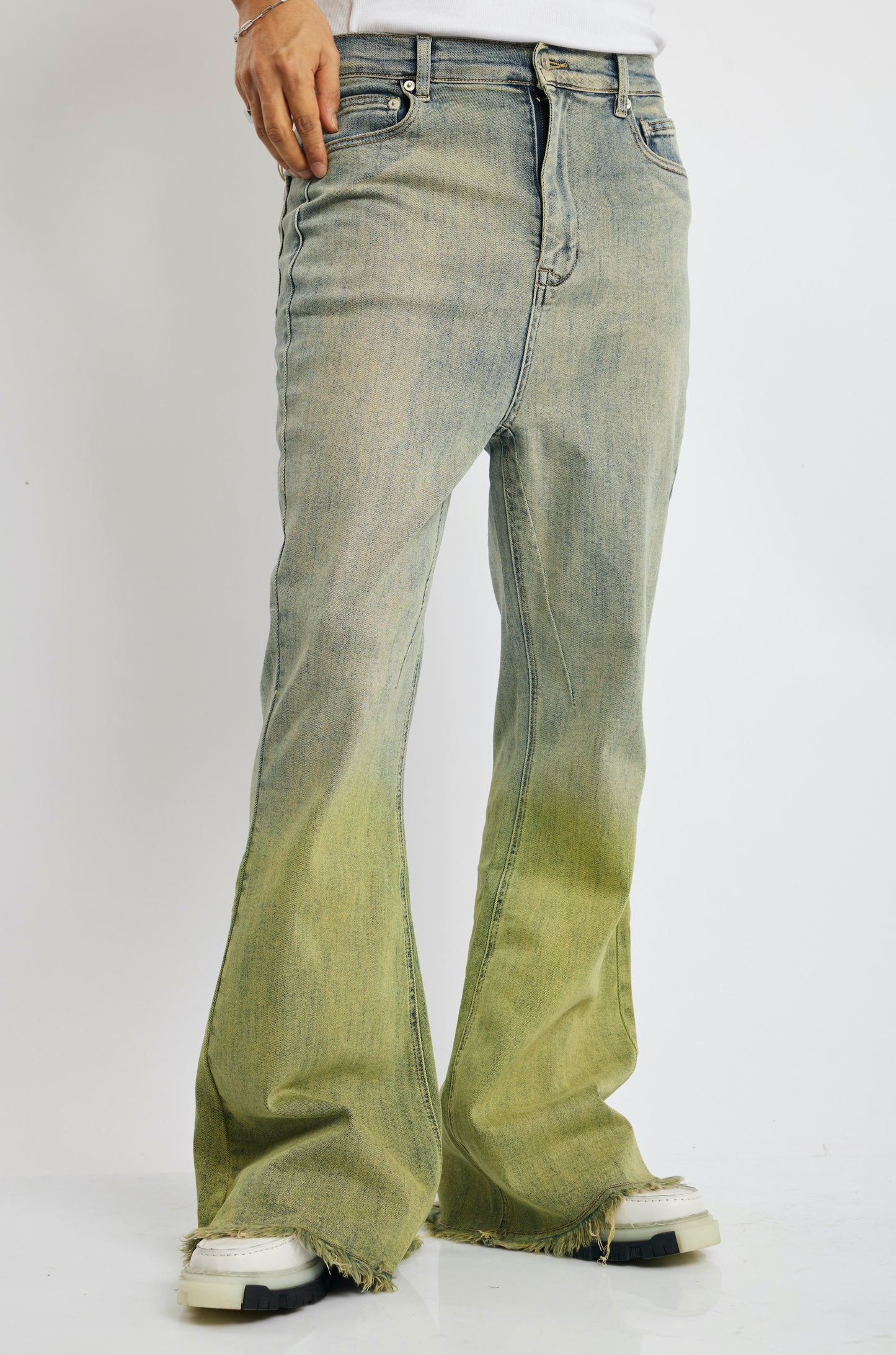 Green Fade Flared Denim Pants