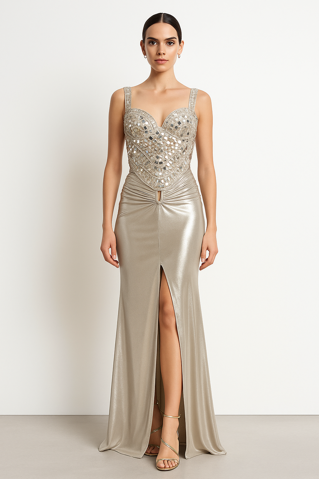 Mirror Gleam Metallic corset and skirt