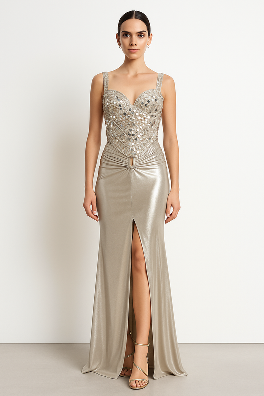 Mirror Gleam Metallic corset and skirt