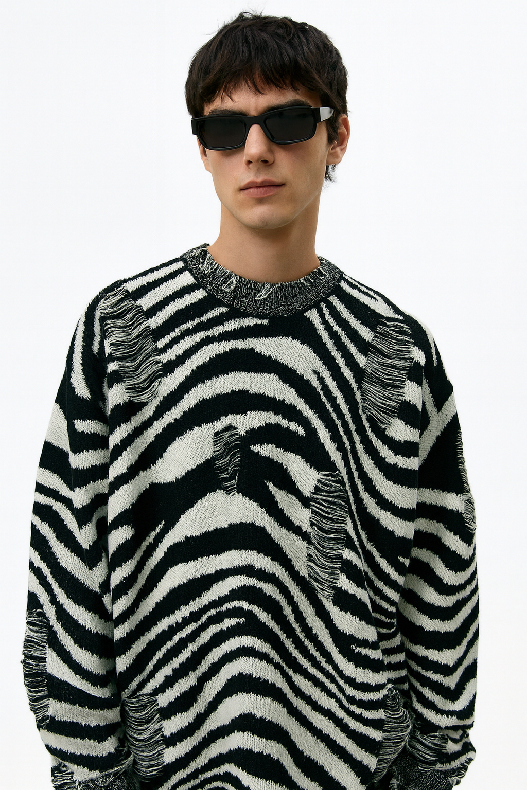 Zebra Distressed Knit Jumper