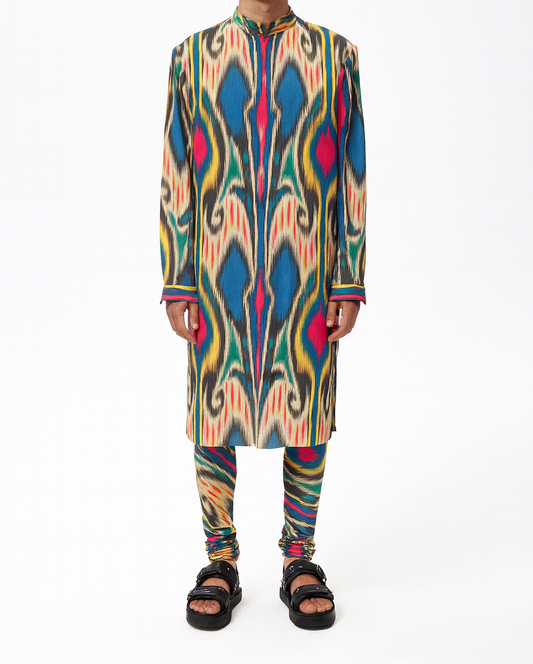 Multicolour Bold Ikat Fusion Kurta