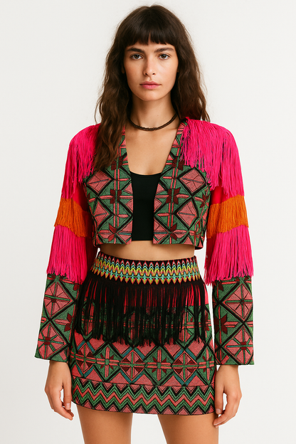 Pink orange boho jacket