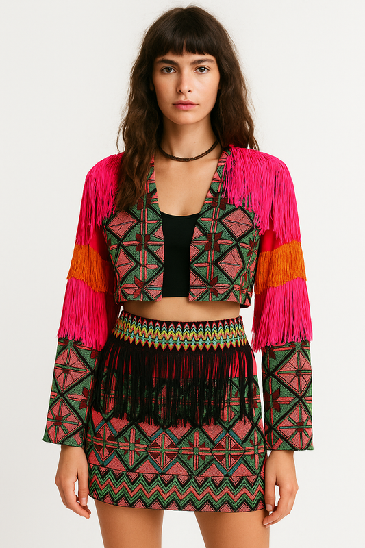 Pink orange boho jacket