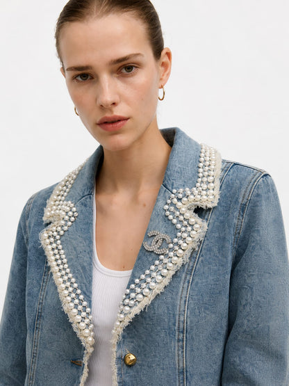 Pearl Collar Denim Jacket