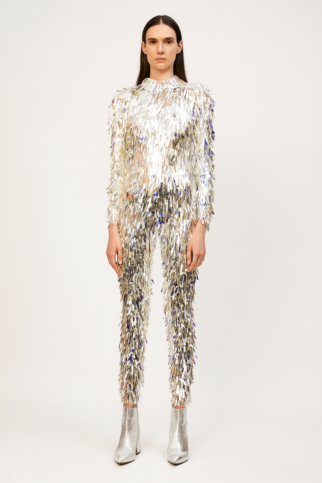 Silver Mirage Sequin Fringe Jumpsuit