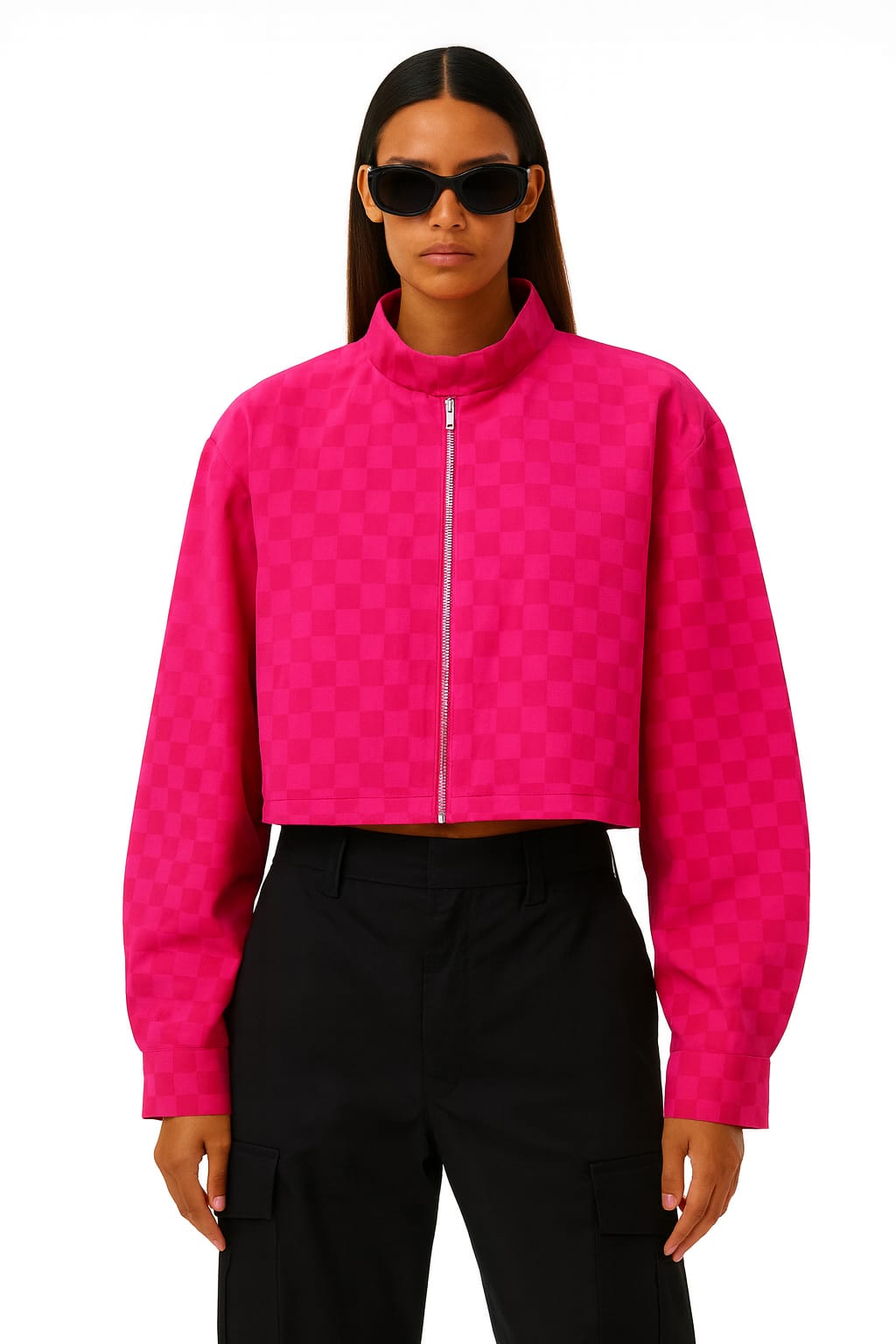 Checked short sporty jacket